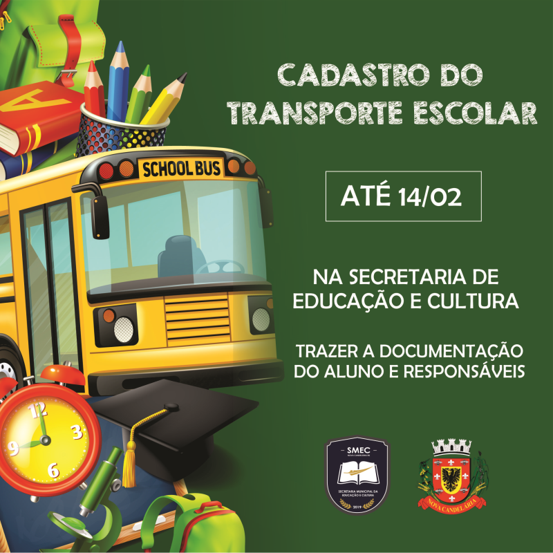 Alunos que utilizam o transporte público escolar devem efetuar o cadastro